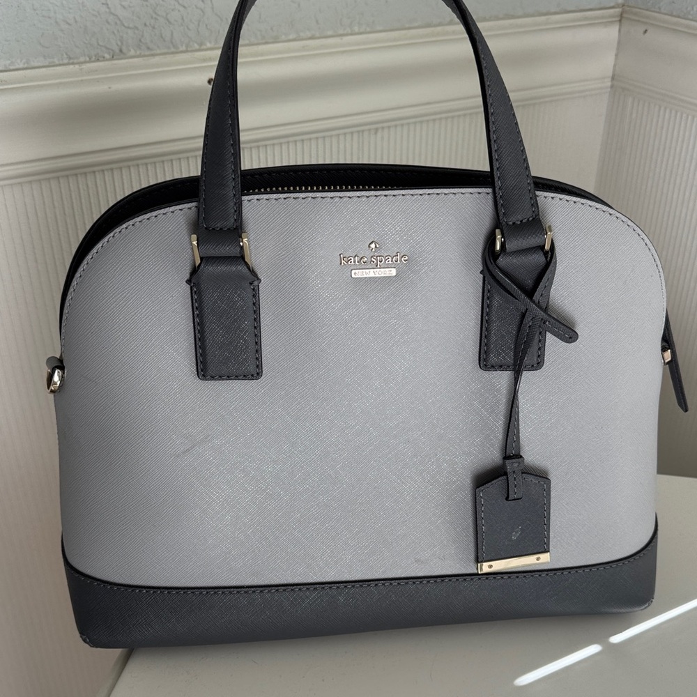 Kate Spade Two-Tone Satchel in Gray and Black